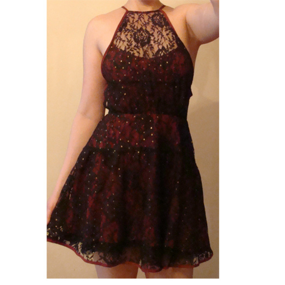 Free people ruby red halter dress mini runs 4-6 cocktail evening party night out - Picture 2 of 8